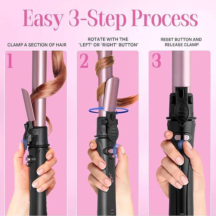 Asani 1 Inch Rotating Curling Iron - Automatic Curling Wand with Instant Heat, Adjustable Temp up to 430°F for All Hair Type, Medium or Long Hair - Dual Voltage Hair Curler for Lasting Beach Waves - Image 6