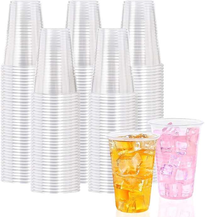 BYSNOW 16 oz Clear Plastic Cups, 200 Count Disposable, Cocktail Party, PP Clear for Party, Hot/Cold Beverages, Soda, and Wedding(16oz 200count) - Image 1