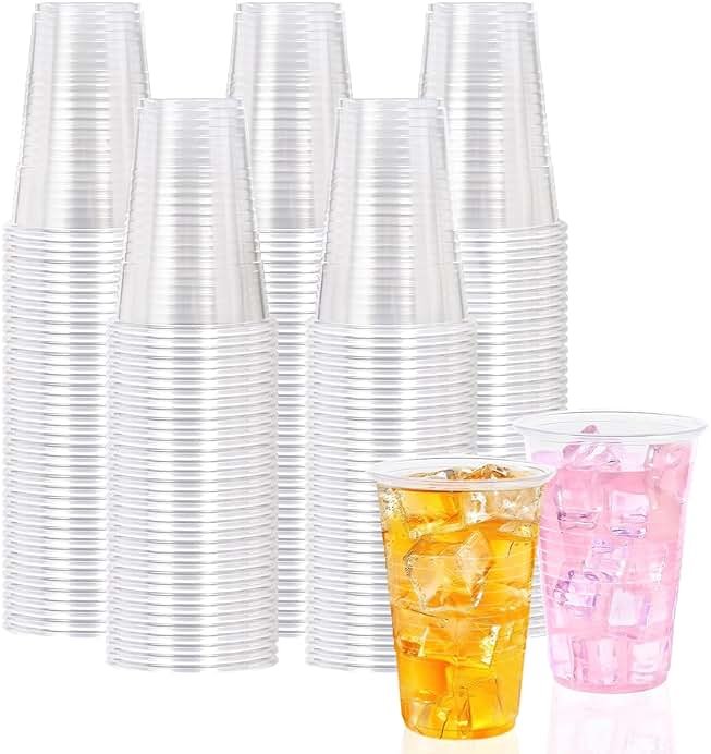 BYSNOW 16 oz Clear Plastic Cups, 200 Count Disposable, Cocktail Party, PP Clear for Party, Hot/Cold Beverages, Soda, and Wedding(16oz 200count) - Product Image