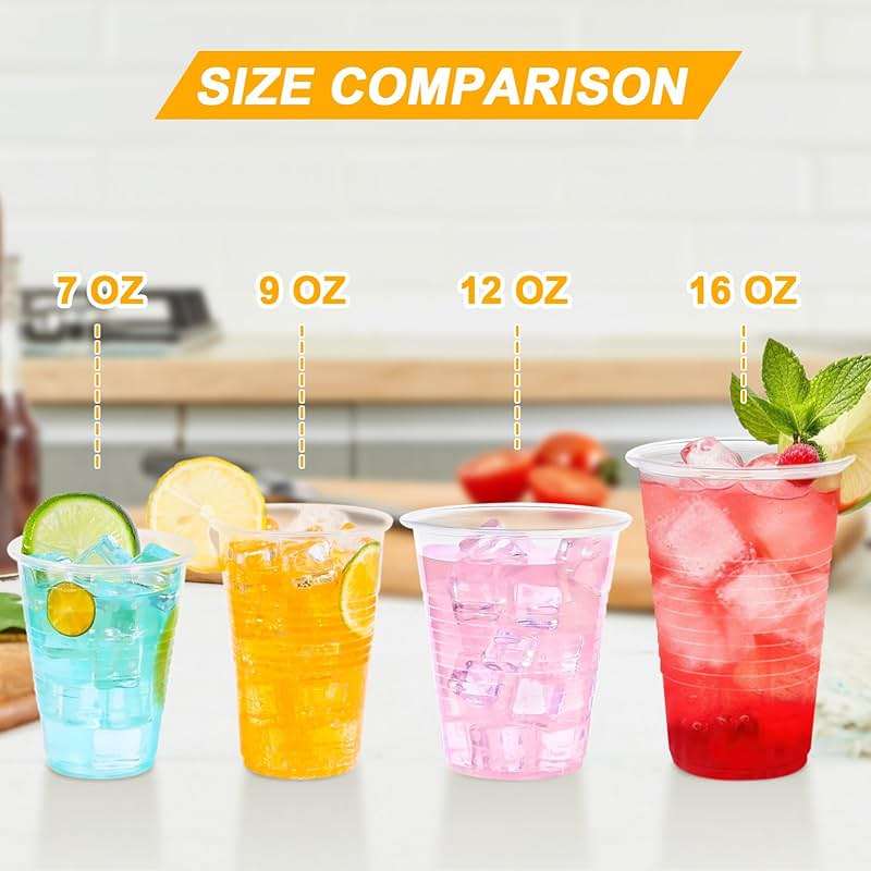 BYSNOW 16 oz Clear Plastic Cups, 200 Count Disposable, Cocktail Party, PP Clear for Party, Hot/Cold Beverages, Soda, and Wedding(16oz 200count) - Image 5