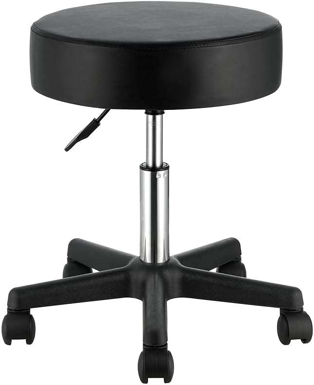 VEVOR Rolling Stools with Wheels, 400 LBS Weight Capacity Adjustable Height Stool with Ultra-Thick Seat Cushion, Swivel Stools Chair for Salon, Bar, Home, Office, Tatoo, Medical, Massage, Black - Image 9