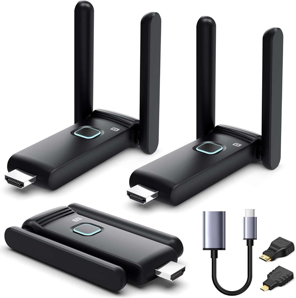 Wireless HDMI 2 Receivers and Transmitter,Up to 6 RXs,No Hot,Plug and Play,2.4/5.8GHz Wirelessly Casting to Multiple Screens,50M/165FT,Wireless HDMI Splitter for TV/DSLR Camera/Projector/Laptop/PC - Image 1