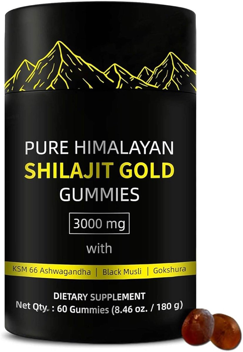 Shilajit Gummies | Alpha Gummies for Men | Lab Tested I No Added Sugar | Ashwagandha, Gokshura | Fulvic Acid & 85+ Trace Minerals for Men, Women | Non-GMO | 60 Gummy - Product Image