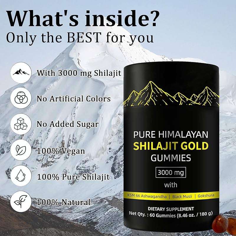Shilajit Gummies | Alpha Gummies for Men | Lab Tested I No Added Sugar | Ashwagandha, Gokshura | Fulvic Acid & 85+ Trace Minerals for Men, Women | Non-GMO | 60 Gummy - Image 5