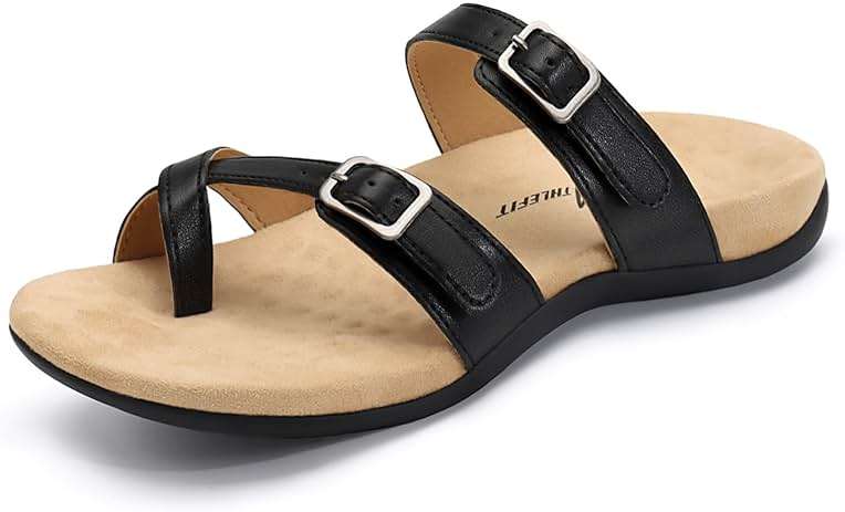 Athlefit Orthopedic Sandals for Women with Arch Support Adjustable Comfort Walking Orthotic Flip Flops - Image 1