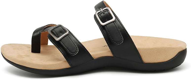 Athlefit Orthopedic Sandals for Women with Arch Support Adjustable Comfort Walking Orthotic Flip Flops - Image 2