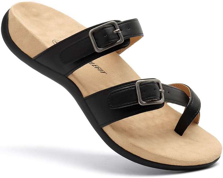 Athlefit Orthopedic Sandals for Women with Arch Support Adjustable Comfort Walking Orthotic Flip Flops - Image 3