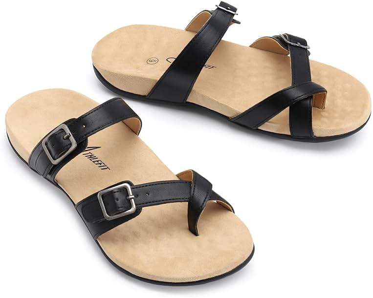 Athlefit Orthopedic Sandals for Women with Arch Support Adjustable Comfort Walking Orthotic Flip Flops - Image 5