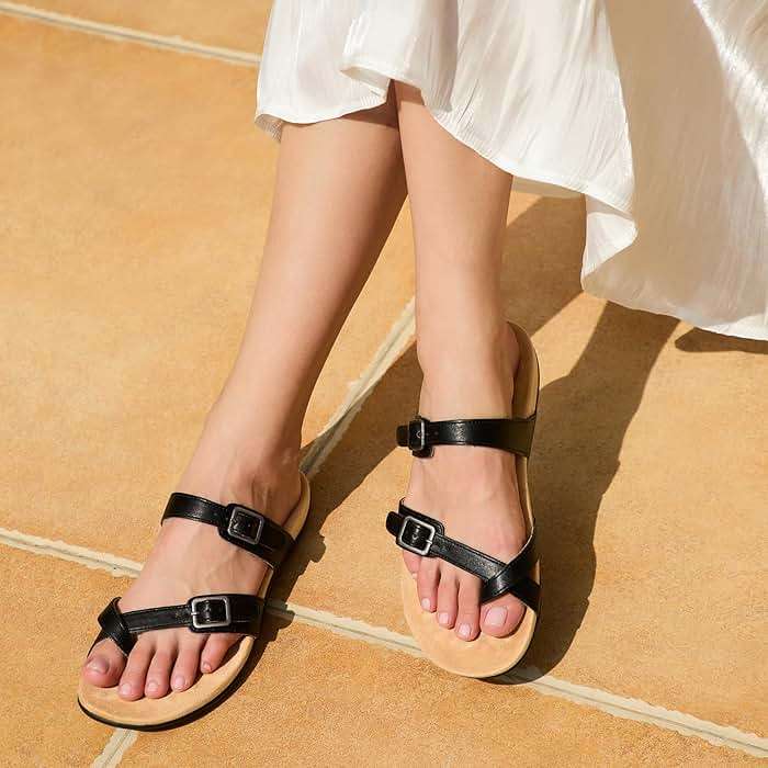 Athlefit Orthopedic Sandals for Women with Arch Support Adjustable Comfort Walking Orthotic Flip Flops - Image 6