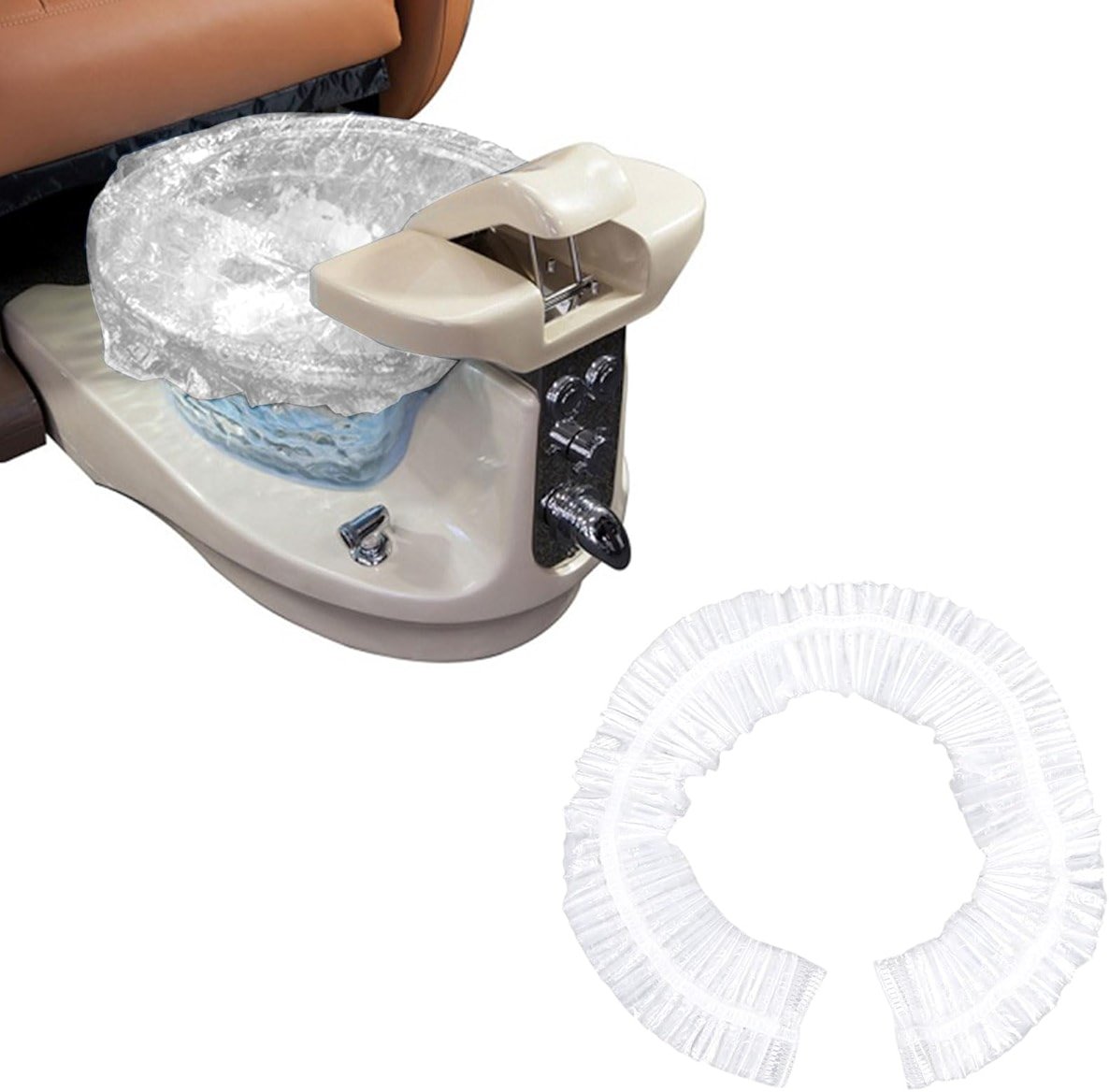 Transparent Pedicure Liners Disposable, Pedicure Bowl Liners with Elastic Band, Unbreakable Foot Bath Pedi Liners Disposable, Fits Most Pedicure Tub, for Pedicure Foot Spa Home Use (25pcs) - Product Image