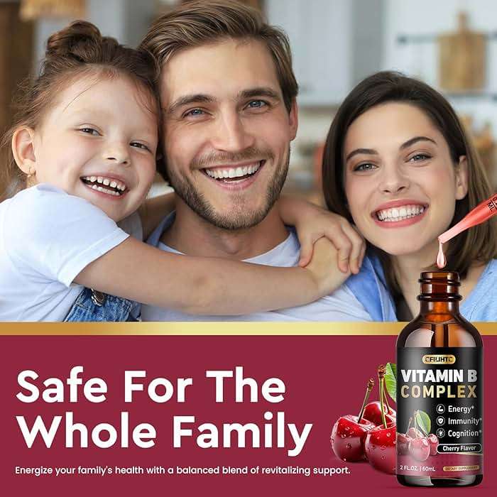 CFILIHTC Vitamin B Complex Liquid Drops, B Vitamins Complex Supplement with B1, B2, B3, B5 B6, B7, B9 & Methyl B12 Drops for Adults & Kids, Vegan, Cherry Flavor - Image 7