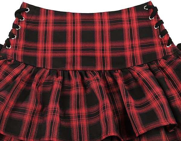 AULKEEP Womens Lace Up Skirts Goth Ruffle Mini Skirt Y2k Black High Waist Skirt Summer Punk Short Skirts - Image 6