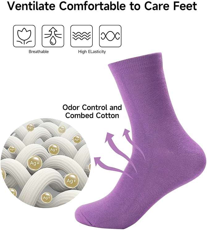 Forony Mens Dress Socks Anti Odor Combed Cotton Quick Dry Moisture Wikcing Size 8-13 Socks - Image 3