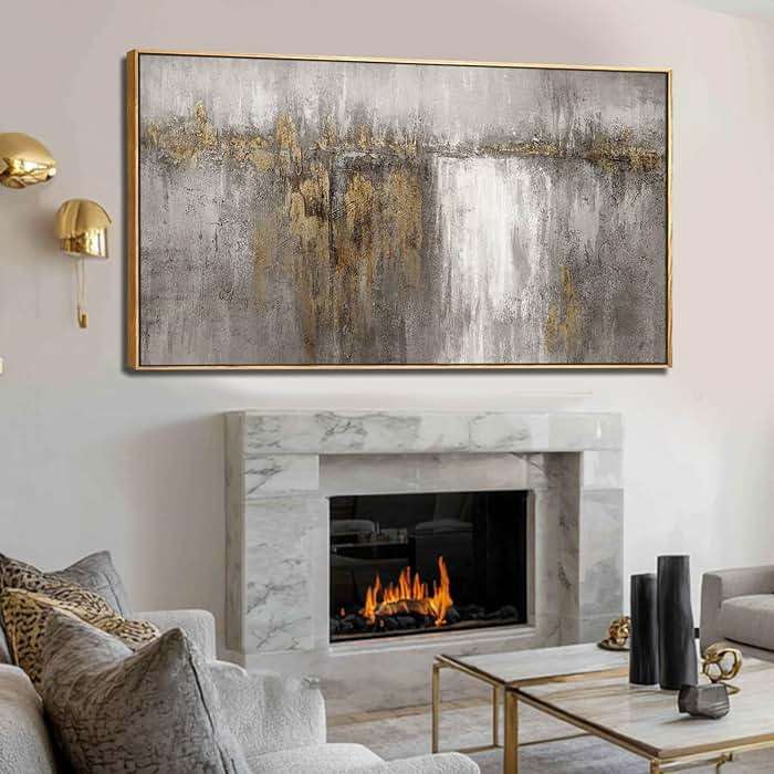 Neutral Canvas Arts Gold Wall Art Decor Framed Abstract Pictures Grey Prints Artwork for Living Room Bedroom Dining Room Home Office Decor 29”x58” - Image 4