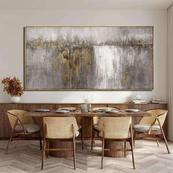 Neutral Canvas Arts Gold Wall Art Decor Framed Abstract Pictures Grey Prints Artwork for Living Room Bedroom Dining Room Home Office Decor 29”x58” - Image 5