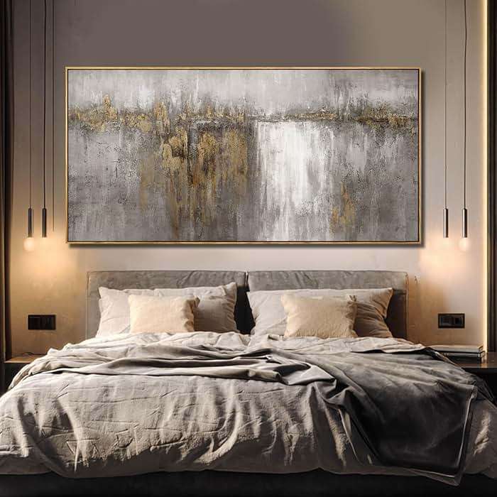 Neutral Canvas Arts Gold Wall Art Decor Framed Abstract Pictures Grey Prints Artwork for Living Room Bedroom Dining Room Home Office Decor 29”x58” - Image 7