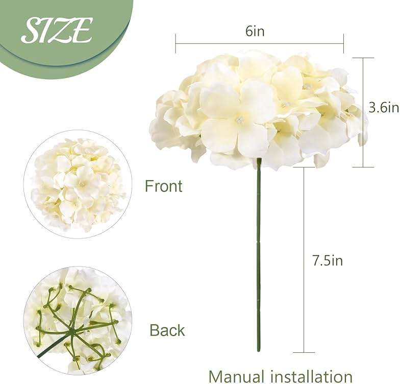 Auihiay 304PCS Hydrangea Artificial Flowers Bulk, Silk Artificial Hydrangea Flowers Heads with Stems, Faux Hydrangea Flowers for Home Table Centerpieces Wedding Arch Party Decoration (Champagne) - Image 3