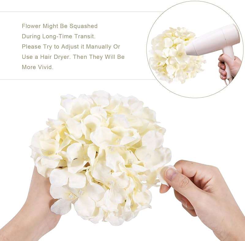 Auihiay 304PCS Hydrangea Artificial Flowers Bulk, Silk Artificial Hydrangea Flowers Heads with Stems, Faux Hydrangea Flowers for Home Table Centerpieces Wedding Arch Party Decoration (Champagne) - Image 4