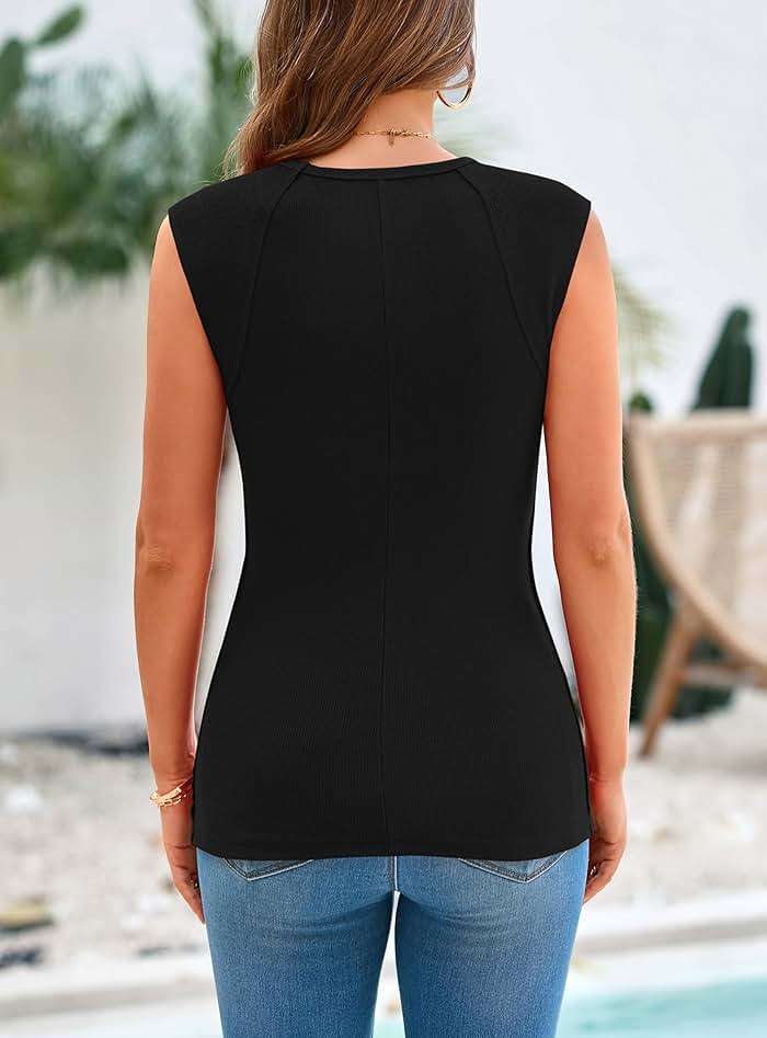 PRETTYGARDEN Women's Ribbed Tank Tops 2026 Summer Cap Sleeve Slim Fitted Knit Basic Casual Tee Shirts Trendy Fashion Clothes - Image 2