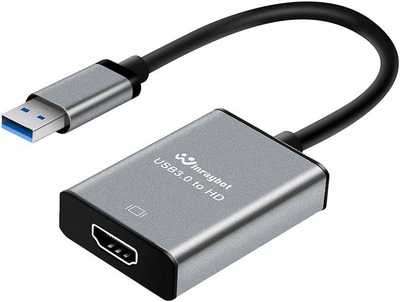 USB to HDMI Adapter for Monitor 1080P@60Hz Display with 5Gbps High Speed Transmission, Support Extend & Mirror Mode, Compatible with Window 7/10/11, Mac OS 10.15+, Laptop, Desktop, TV, Monitor, Silver - Image 1