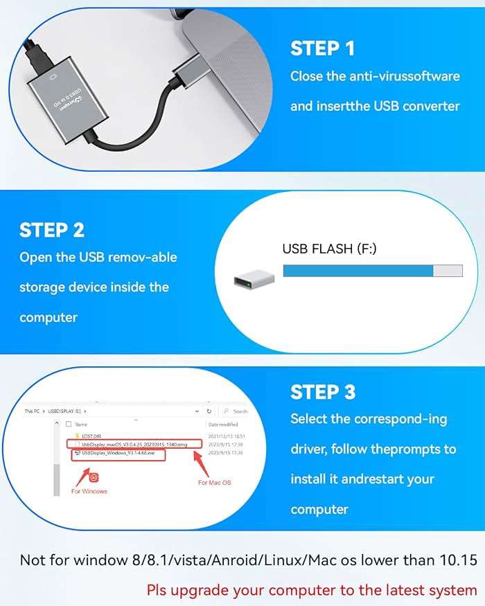USB to HDMI Adapter for Monitor 1080P@60Hz Display with 5Gbps High Speed Transmission, Support Extend & Mirror Mode, Compatible with Window 7/10/11, Mac OS 10.15+, Laptop, Desktop, TV, Monitor, Silver - Image 6