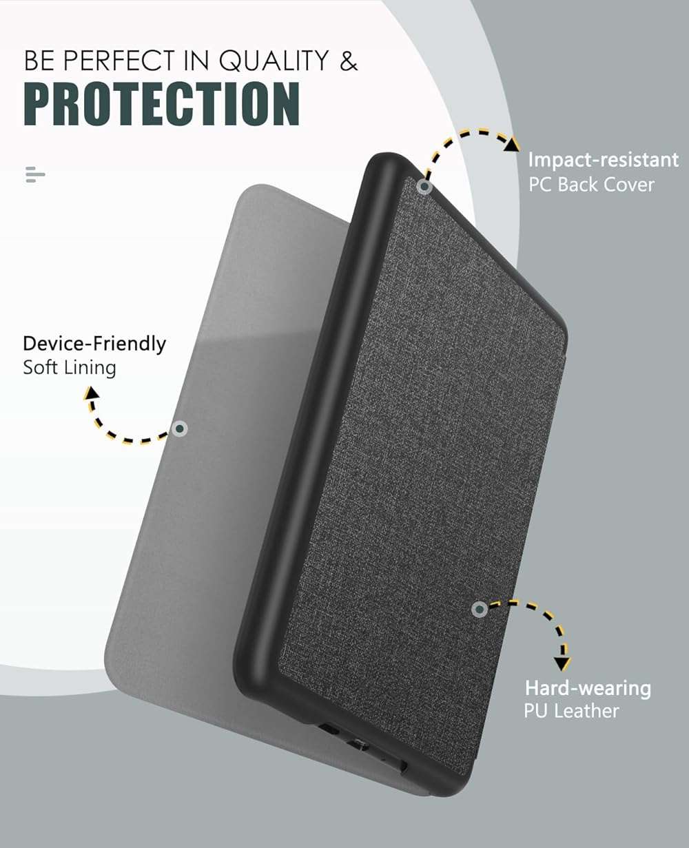 Moko Case for All-new 7" Kindle Paperwhite (12th Generation-2024) and Kindle Colorsoft Signature Edition 2024, Lightweight Shell Cover with Auto Wake/Sleep for Kindle Paperwhite 2024, Denim Black - Image 3
