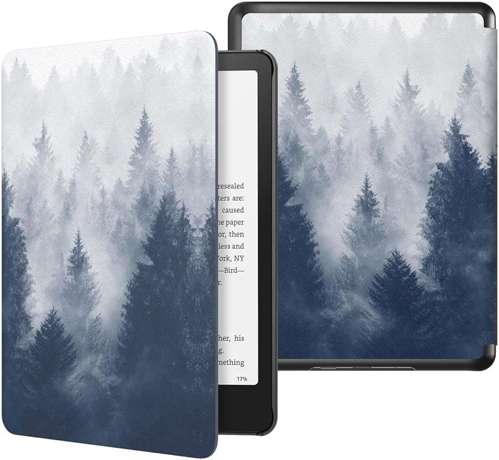 MoKo Case for All-new 7"Kindle Paperwhite 12th Generation 2024&Kindle Colorsoft Signature Edition 2024,Lightweight PU Protective Shell Cover with Auto Wake/Sleep for Kindle Paperwhite 2024,Gray Forest - Image 1