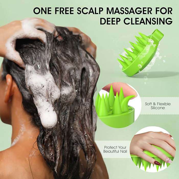VOERUY Scalp Scrub, Tea Tree Scalp Exfoliator Scrub Shampoo, 2-in-1 Scalp Treatment with Mint Oil, Hair Treatment to Clarify and Remove Build up with Silicone Scalp Massager, 10.6oz/300g - Image 7