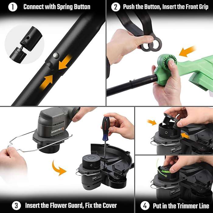 WORKPROX 12inch 20V Weed Wacker, Includes 4.0Ah Li-Ion Battery, Grass Cutter with Auto Line Feed, 2 in 1 Lawn Edger and String Trimmer, with 2Pcs Grass Trimmer Spool Line - Image 7