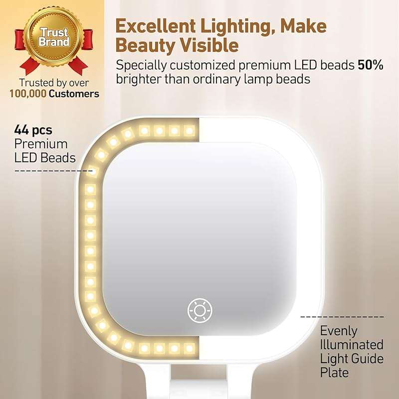 GOMIPURU Travel Mirror with Light, Compact Mirrors, 1x/30x Magnifying Mirror with 3 Color Lights and Adjustable Brightness, 4.5x3.9 inch Small Compact Hangable Hand Pocket Mirrors, Comes with Tweezer - Image 7