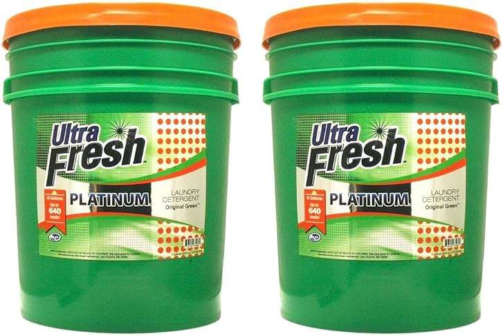 Ultra Fresh 3X Platinum 5 Gallon Laundry Detergent Liquid for All Machine Types with Easy Dispensing Pump, Up to 640 Loads, Original Green (2 Pack) - Image 1