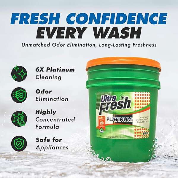 Ultra Fresh 3X Platinum 5 Gallon Laundry Detergent Liquid for All Machine Types with Easy Dispensing Pump, Up to 640 Loads, Original Green (2 Pack) - Image 4
