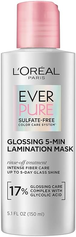 L'Oreal Paris Glossing Lamination Hair Mask with Glycolic Acid, Hair Treatment for Lasting Shine and Smoothness for Dull, Dry Hair, EverPure, 5.1 Fl Oz - Product Image