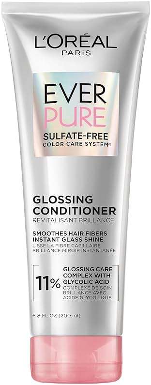 L’Oreal Paris Sulfate Free Glossing Conditioner with Glycolic Acid, Provides Intense Glass Hair Shine, Smoothness & Soft Feel, Suitable for Dull, Dry, and Color-Treated Hair, EverPure, 6.8 Fl Oz - Image 1