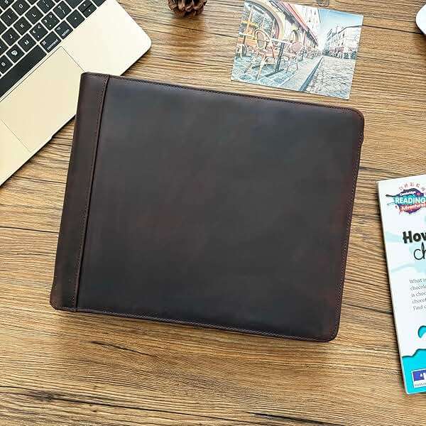 Business 3 Ring Check Binder, Genuine Leather Check Book Portfolio for 3 Holes or 9 Holes Checks, Check Book Binder for 11 1/4"x9", Crazy Horse Leather (Dark Brown, Standard) - Image 7