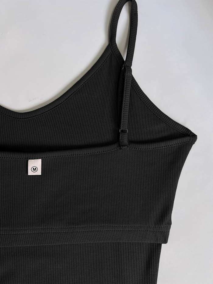 iGENJUN Tank Tops for Women 2025 Built in Shelf Bra Spaghetti Strap Summer Camisole U Neck Slim Fit Ribbed Sleeveless - Image 5
