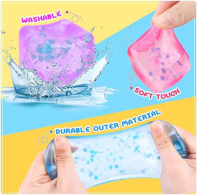 Gretex Ice Cube Fidget Toy for All Ages: 4 Pack Soft Cubes Sensory Fidget Ice Cube Stress Ball Squishy Cube Stress Relief Toys for Kids, Teens and Adults Party Favors, Birthday Gift for Kids Age 3+ - Image 4