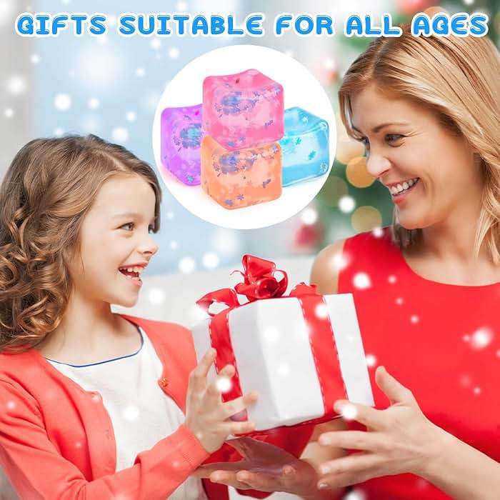 Gretex Ice Cube Fidget Toy for All Ages: 4 Pack Soft Cubes Sensory Fidget Ice Cube Stress Ball Squishy Cube Stress Relief Toys for Kids, Teens and Adults Party Favors, Birthday Gift for Kids Age 3+ - Image 7
