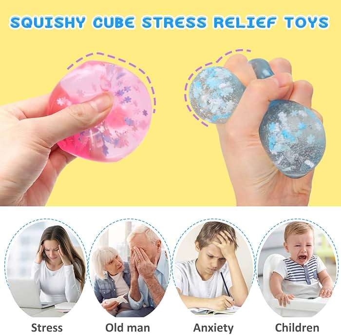 Gretex Ice Cube Fidget Toy for All Ages: 4 Pack Soft Cubes Sensory Fidget Ice Cube Stress Ball Squishy Cube Stress Relief Toys for Kids, Teens and Adults Party Favors, Birthday Gift for Kids Age 3+ - Image 8