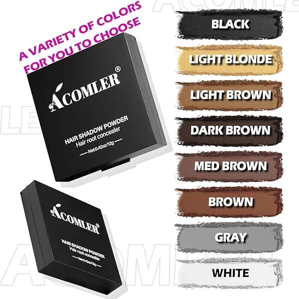 Acomler Root Touch Up Hair Color, Instantly Root Touch Up, Talc-Free Hairline Powder for Thinning, Instantly Gray Hair Cover Up, Hair Powder for Women Men, Includes Makeup Brush (Dark Brown, 0.42oz) - Image 2