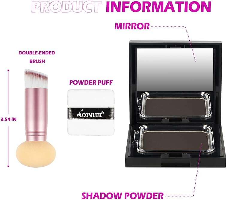 Acomler Root Touch Up Hair Color, Instantly Root Touch Up, Talc-Free Hairline Powder for Thinning, Instantly Gray Hair Cover Up, Hair Powder for Women Men, Includes Makeup Brush (Dark Brown, 0.42oz) - Image 4