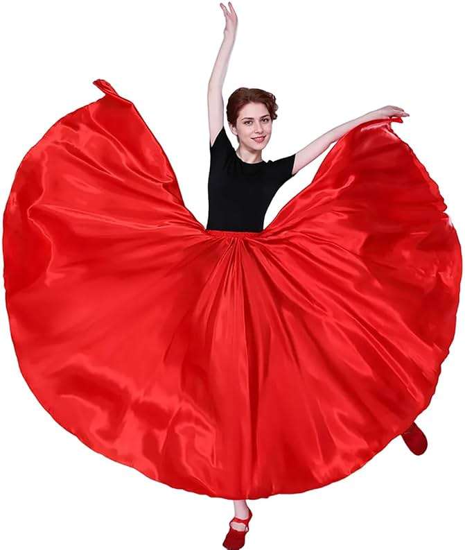 Nupale Women Long Flowy Belly Dance Skirt Swing Satin Maxi for Dancing Costume Cosplay Christmas Halloween Performance - Image 2