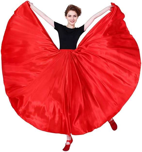 Nupale Women Long Flowy Belly Dance Skirt Swing Satin Maxi for Dancing Costume Cosplay Christmas Halloween Performance - Image 5