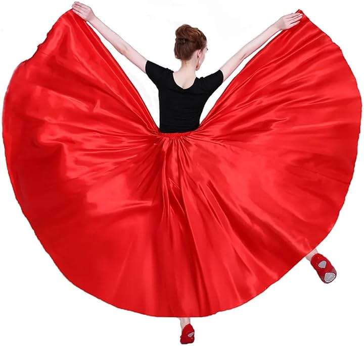Nupale Women Long Flowy Belly Dance Skirt Swing Satin Maxi for Dancing Costume Cosplay Christmas Halloween Performance - Image 7