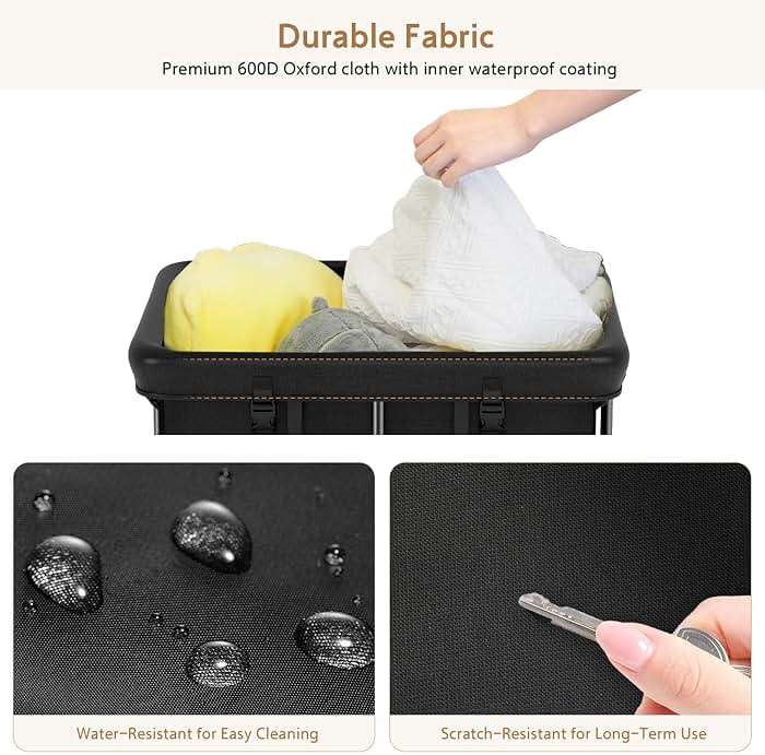 150L Large Laundry Basket with Wheels, Rolling Laundry Hamper with Removable Laundry Bag & Metal Frame, Oxford Fabric Dirty Clothes Hampers for Bedroom, Laundry Room, Bathroom, Dorm(Black) - Image 6