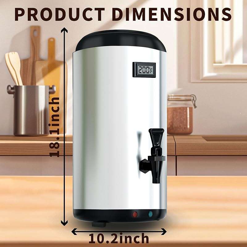 Hijolla Drink Dispenser with Heating Insulated Beverage Dispenser, Electric Heating Beverage Dispenser-75 Cup Hot&Cold water Urn,Stainless Steel Hot Drink Dispenser 12 L/3.2 Gallon for tea,Juice - Image 2