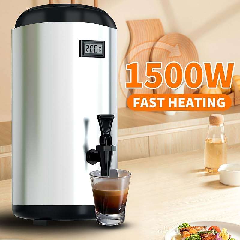 Hijolla Drink Dispenser with Heating Insulated Beverage Dispenser, Electric Heating Beverage Dispenser-75 Cup Hot&Cold water Urn,Stainless Steel Hot Drink Dispenser 12 L/3.2 Gallon for tea,Juice - Image 4