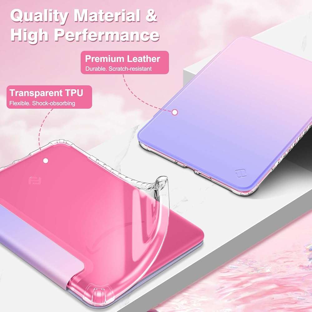 Fintie Case for 7" All-New Kindle Paperwhite (12th Generation, 2024) and Kindle Colorsoft, Ultra Clear Soft Light Transparent TPU Back Cover Auto Wake/Sleep, Fantasy Ombre - Image 4