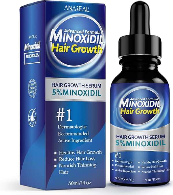 ANAREAL Minoxidil for Men and Women, 5% Minoxidil for Men Beard Growth enriched with Biotin, Minoxidil for Women Hair Growth, Minoxidil Beard Growth Oil, Beard Growth Serum - Image 1