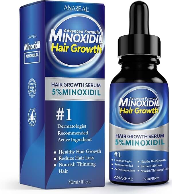 ANAREAL Minoxidil for Men and Women, 5% Minoxidil for Men Beard Growth enriched with Biotin, Minoxidil for Women Hair Growth, Minoxidil Beard Growth Oil, Beard Growth Serum - Product Image